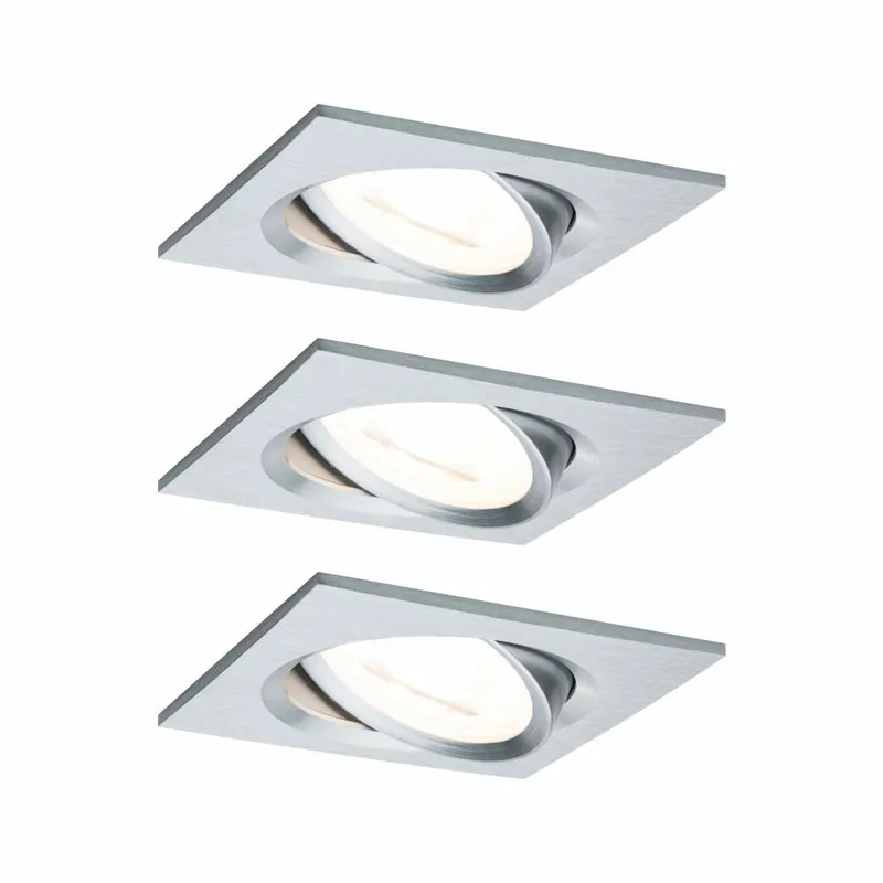 Neu Im Sortiment Paulmann Einbauleuchte LED Nova eckig 3x6,5W GU10 Alu gedreht