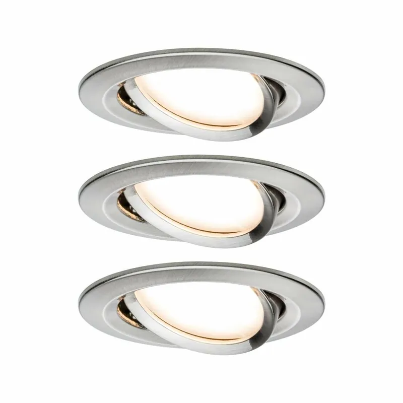 Garantierte Lieferung Paulmann LED Einbauleuchte Nova Coin 3er Set rund 6W IP23 Eisen gebürstet schwenkbar dimmbar 3-step-dim 2700K 230V
