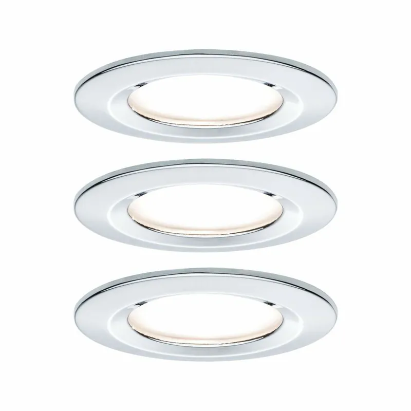 Paulmann LED Bad-Einbauleuchte Nova Coin Basisset 3er Set rund 6W IP44 Chrom dimmbar 3-step-dim 2700K 230V Abverkauf