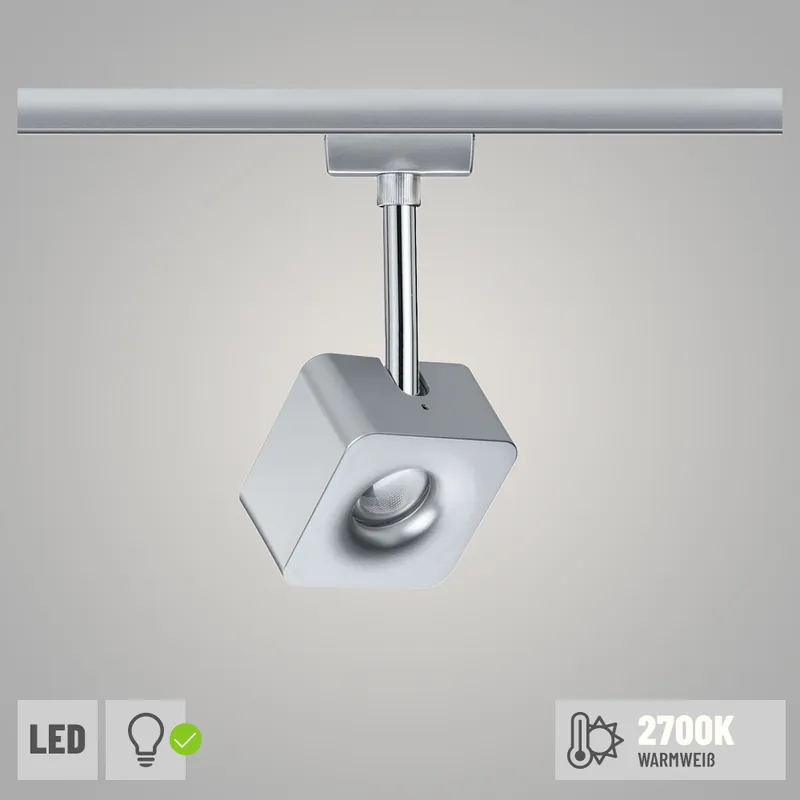 Wochenendangebot Paulmann URail LED Schienenspot Cube 8W 540lm 2700K dimmbar chrom matt (LED fest verbaut)
