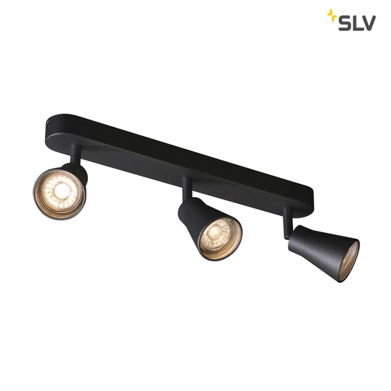 Sale SLV AVO CW Triple, Indoor Wand- und Deckenaufbauleuchte, QPAR51, schwarz, max. 50W