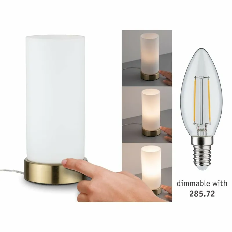 Paulmann Nachttischlampe Pinja Weiß/Messing E14 mit Touch-Schalter Kostenloser Rückversand