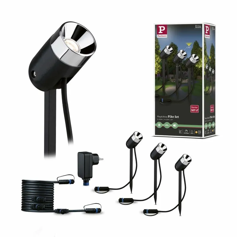 Paulmann Plug & Shine LED Gartenstrahler Pike Basisset IP65 3000K 3x3,5W 21VA Anthrazit Kostenfreie Lieferung