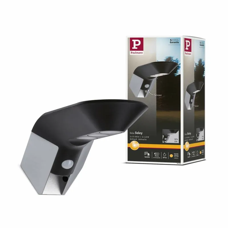 Paulmann LED Solar Außenwandleuchte Soley anthrazit mit Bewegungsmelder IP44 42lm 3000K Billig
