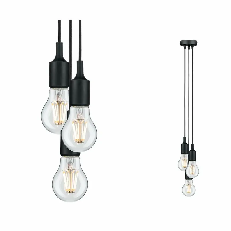 Paulmann Neordic Pendelleuchte Ketil E27 max. 3x60W Schwarz dimmbar Silikon/Metall 3-flammig Mega-Angebot