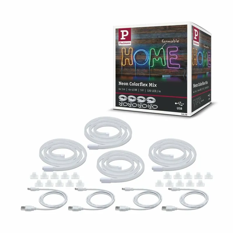 Kostenloser Rückversand Paulmann Neon Colorflex USB Strip Set 4x1m 4x4,5W 5V