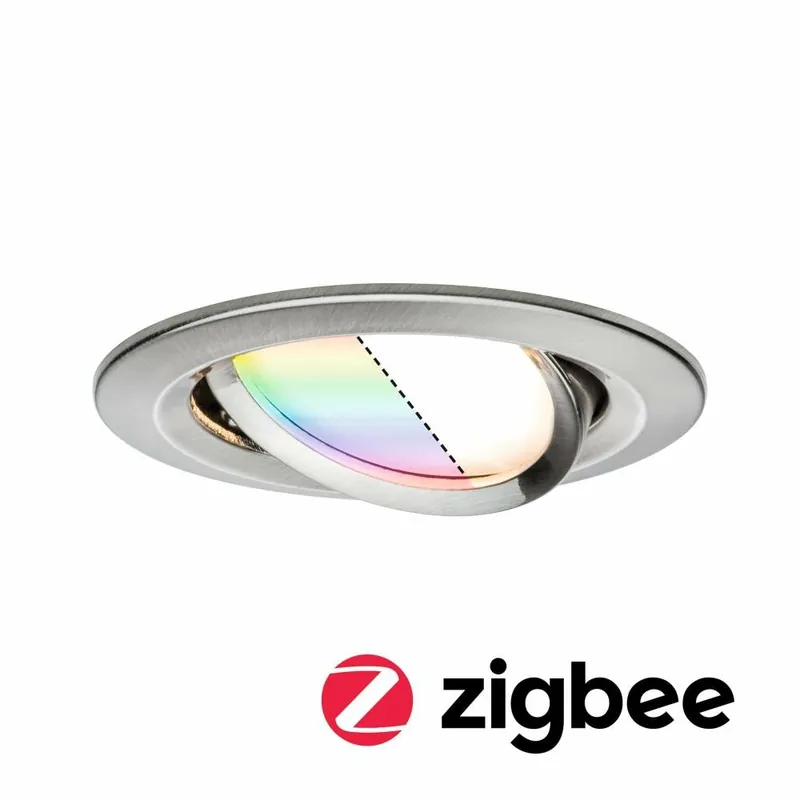 Paulmann SmartHome Zigbee LED Einbauleuchte Nova Plus schwenkbar rund 84mm 50° Coin 2,5W 85lm 230V RGBW Eisen gebürstet Sofort Bestellen