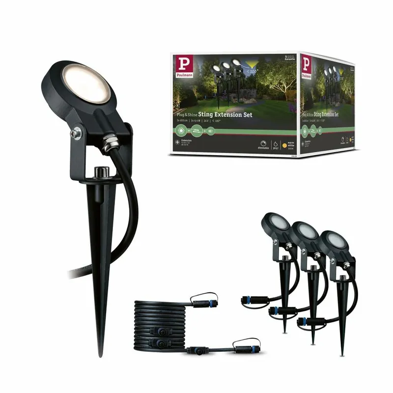 Paulmann Plug & Shine LED Gartenstrahler Sting Erweiterungsset IP67 3000K 3x6W Anthrazit Top-Preis