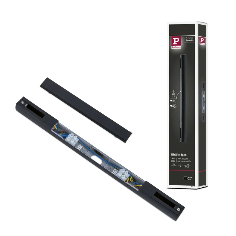 Direkt Vom Hersteller Paulmann URail Mittel-Einspeisung Schwarz matt 3/4/5-adrig max. 1000W