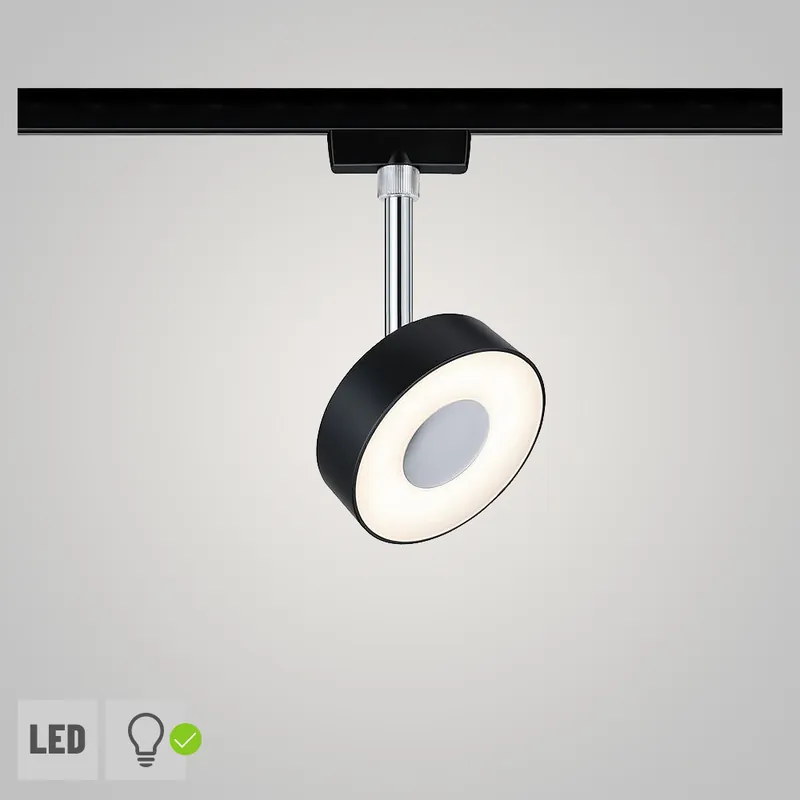 Paulmann URail LED Schienenspot Circle 5W 152lm 2700K dimmbar schwarz matt chrom (LED fest verbaut) Mega-Angebot
