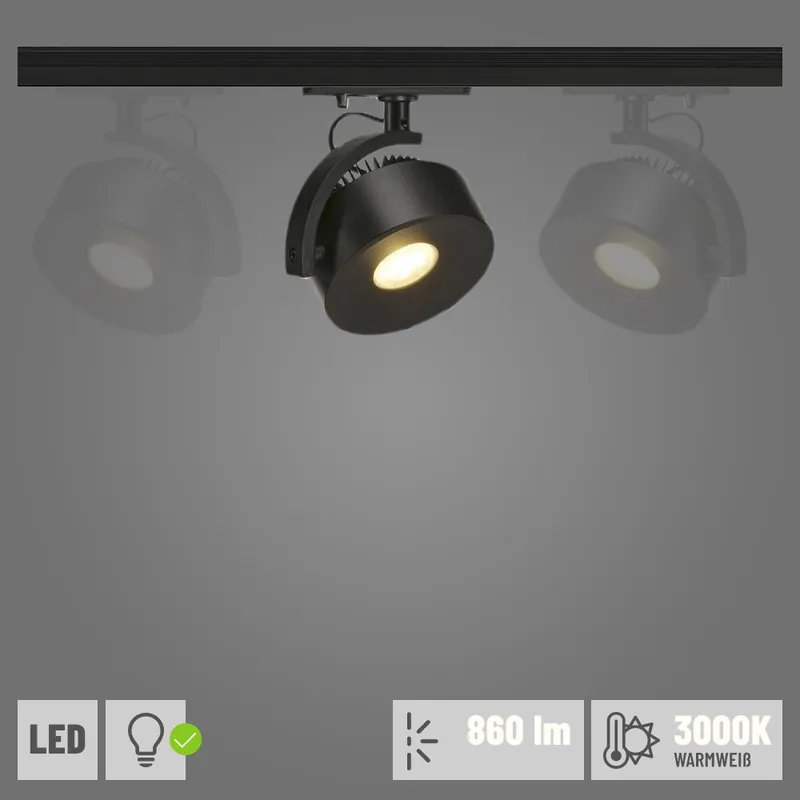 SLV 1-Phasen Schienenstrahler KALU TRACK LED Schwarz 860lm 3000K inkl. 1-Phasen-Adapter (LED fest verbaut) Bestseller