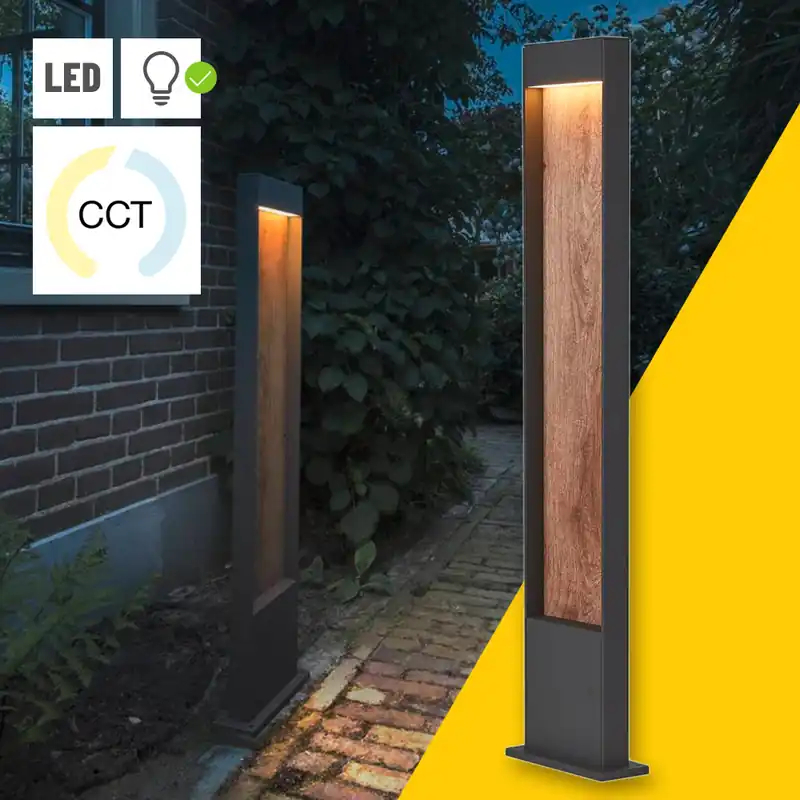 SLV LED Außenleuchte FLATT POLE 100cm LED Wegeleuchte CCT-Switch 3000K/4000K 400lm IP65 anthrazit/braun Neuheit