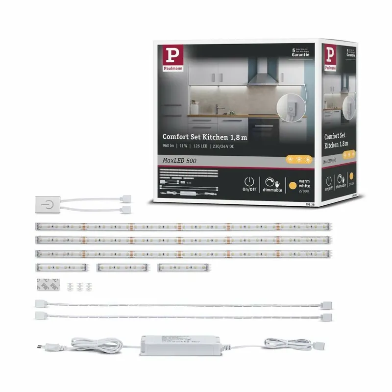 Rabatt Paulmann Function MaxLED 500 beschichtet Küchenset Warmweiß 3x60cm