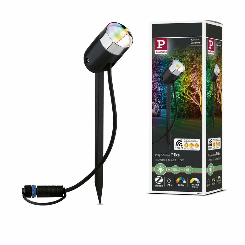 Direkt Vom Hersteller Paulmann Plug & Shine LED Gartenstrahler Smart Home Zigbee RGBW Pike Einzelspot IP65 3000 - 6500K 4,5W Anthrazit