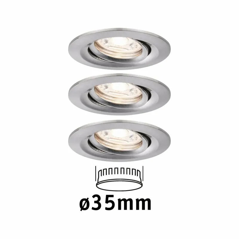 Paulmann LED Einbauleuchte Nova mini Coin 3er-Set schwenkbar 4W 2700K Eisen gebürstet 230V Kostenloser Versand