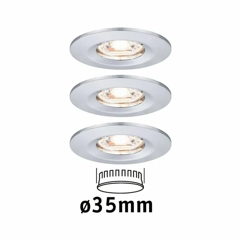 Paulmann LED Einbauleuchte Nova mini Coin 3er-Set starr IP44 4W 2700K Chrom 230V Kostenloser Versand