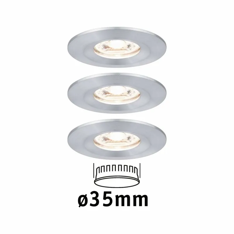 Neu Paulmann LED Einbauleuchte Nova mini Coin 3er-Set starr IP44 4W 2700K Alu gedreht 230V