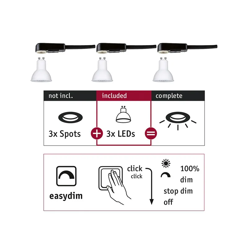 Paulmann Einbauleuchte Choose LED-Modul GU10 3er Set 5,5W 2700K EasyDim 230V Günstig