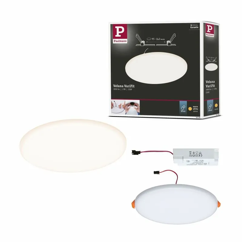 Kracherpreis Paulmann LED Einbaupanel Veluna VariFit IP44 rund 185 17W 3.000K Satin