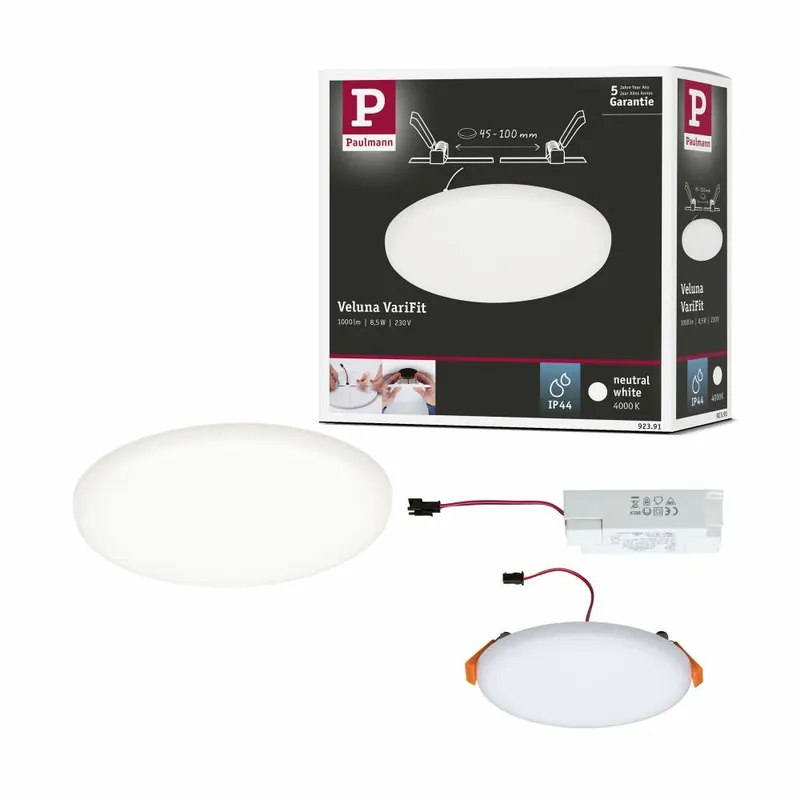Paulmann LED Einbaupanel Veluna VariFit IP44 rund 125 8,5W 4.000K Satin Neuheit