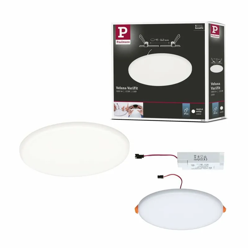 Paulmann LED Einbaupanel Veluna VariFit IP44 rund 185 17,5W 4.000K Satin Zertifiziert
