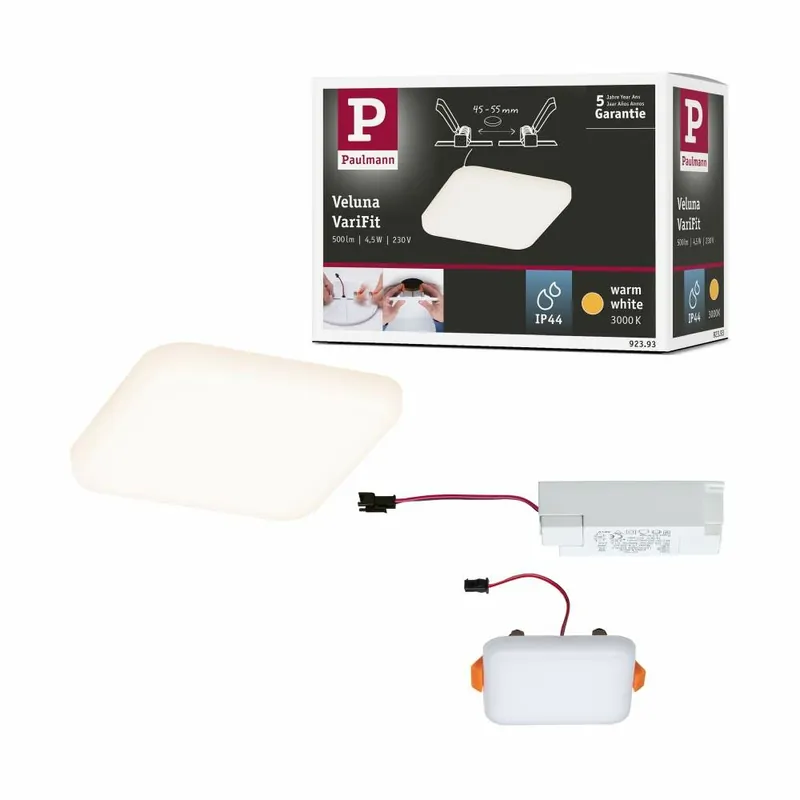 Solange Der Vorrat Reicht Paulmann LED Einbaupanel Veluna VariFit IP44 eckig 75x75mm 4,5W 3.000K Satin
