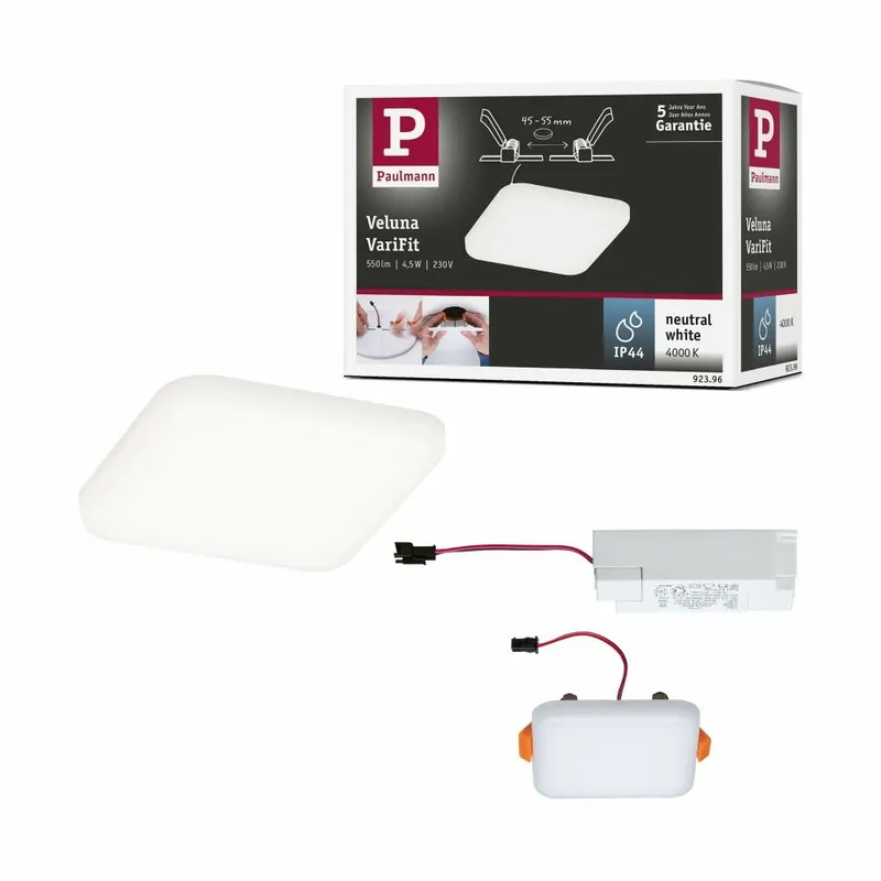Paulmann LED Einbaupanel Veluna VariFit IP44 eckig 75x75mm 4,5W 4.000K Satin Expressversand