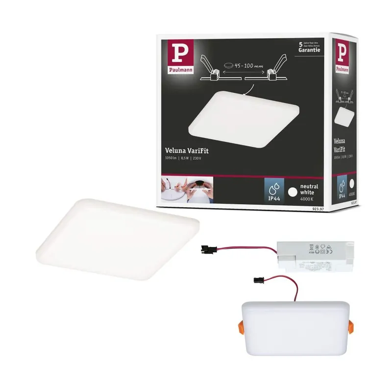 Preiswert Paulmann LED Einbaupanel Veluna VariFit IP44 eckig 125x125mm 8,5W 4.000K Satin