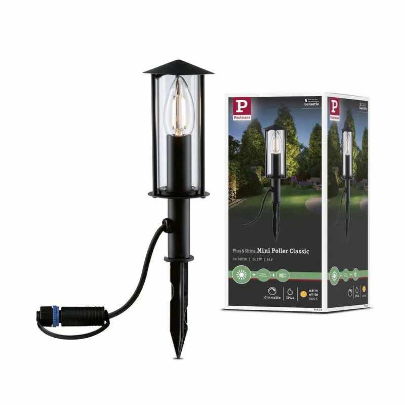 Paulmann Plug & Shine LED Pollerleuchte Classic Mini 22cm IP44 Anthrazit Einzelleuchte Meistverkauft