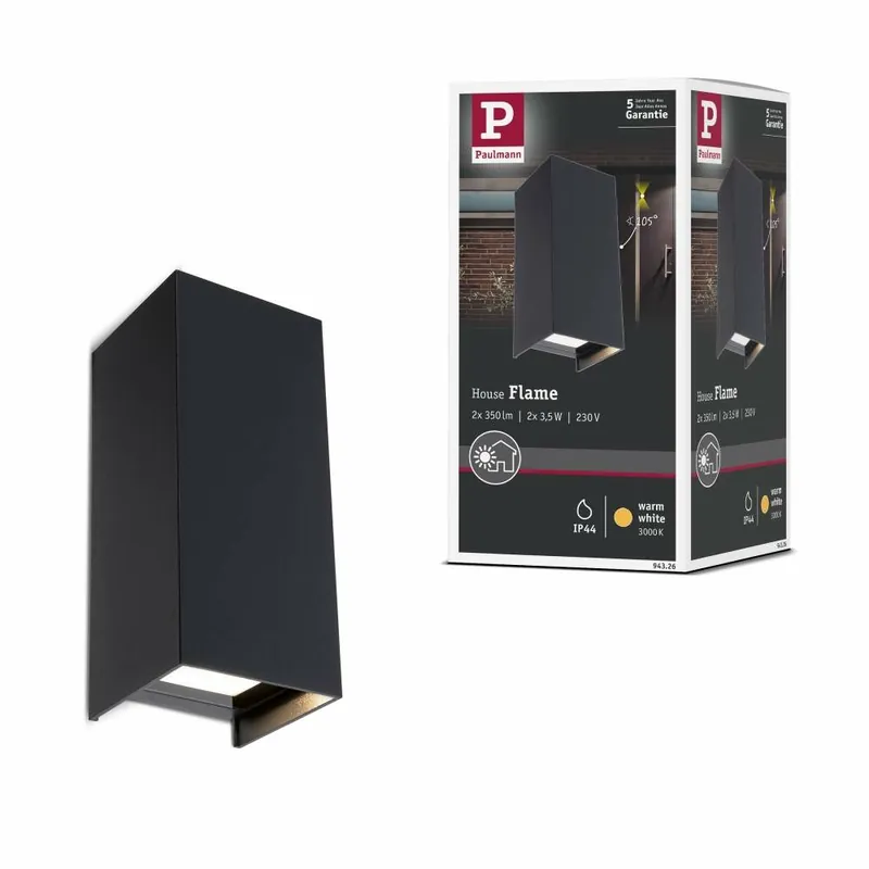 Nur Heute Paulmann House Außenwandleuchte Flame 2x2,8W IP44 3.000K Anthrazit 230V