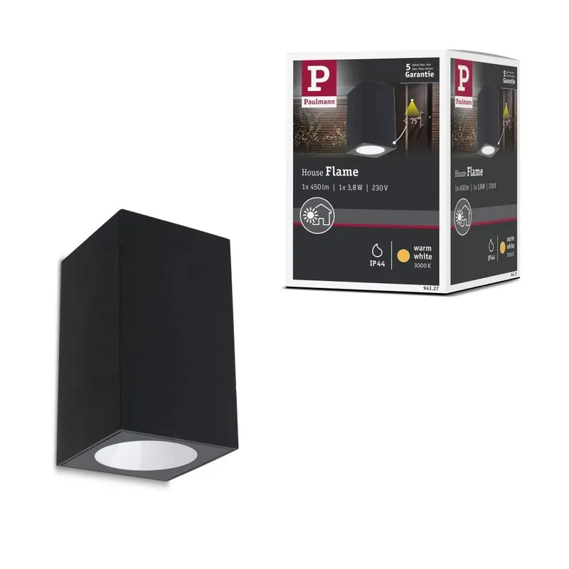 Gratis Versand Paulmann House Außenwandleuchte Flame 1x3,8W IP44 3.000K Anthrazit 230V