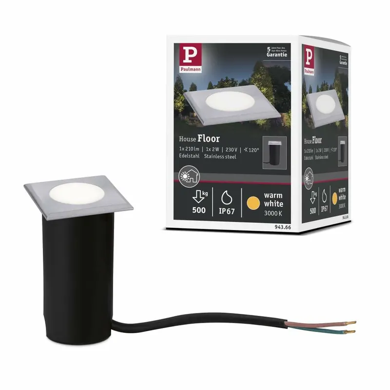 Paulmann House Bodeneinbauleuchte IP65 3.000K 2W Edelstahl, Kunststoff 230V Markenware