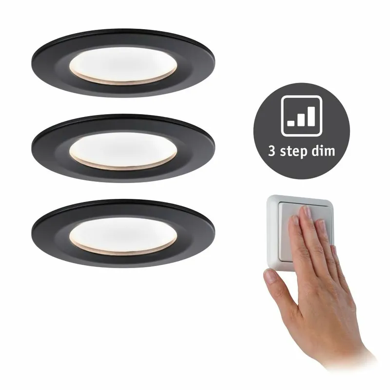 Aktuell Paulmann LED Einbauleuchte Nova rund 3x6,5W Schwarz/Matt starr 3-Stufen-dimmbar