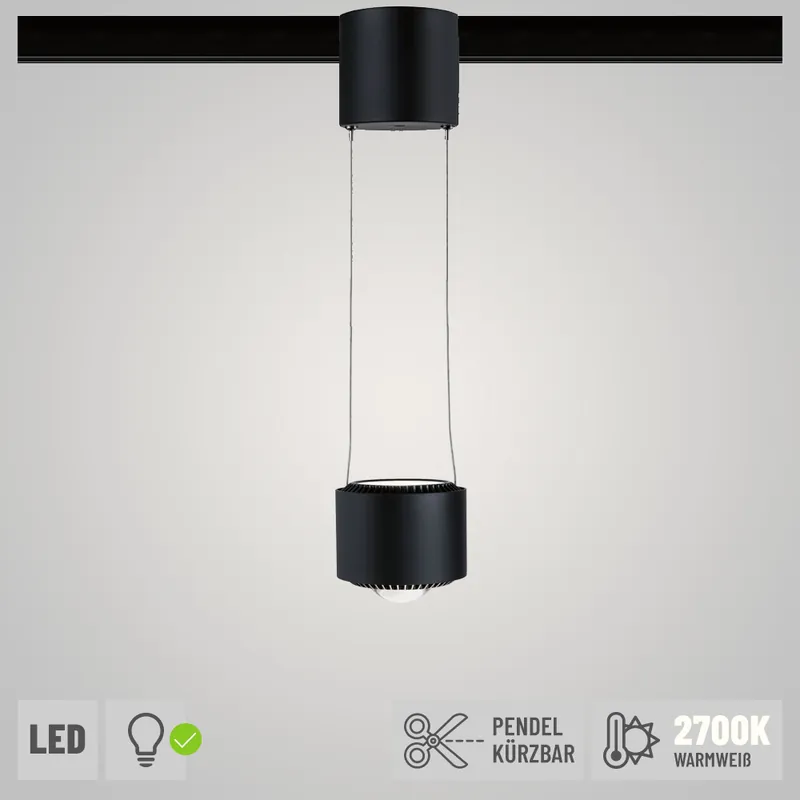 Preisknaller Paulmann URail LED Pendelleuchte Aldan Schwarz matt 8,5W 2700K dimmbar (LED fest verbaut)
