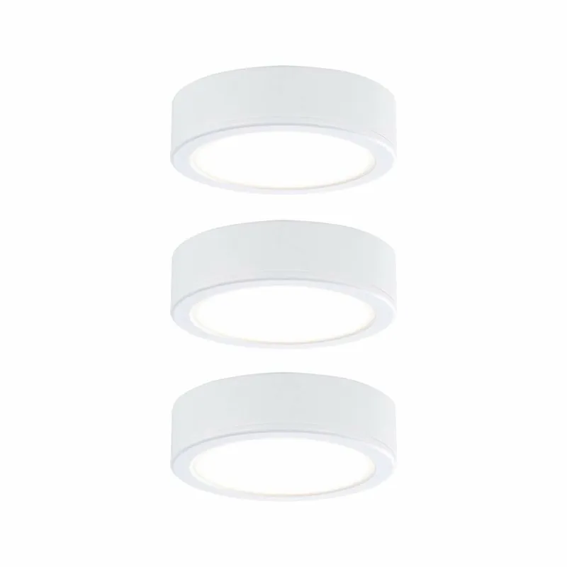 Paulmann Möbel LED Schrankleuchte Pukk Weiß rund Warmweiß 3er-Set inkl. Trafo 230V Wochenendangebot