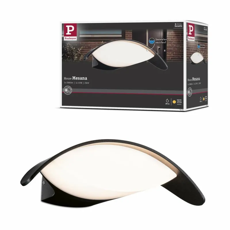 Paulmann LED Außenwandleuchte Mesana IP44 240x165mm 3000K 12W 800lm 230V Anthrazit Aluminium Nur Für Kurze Zeit