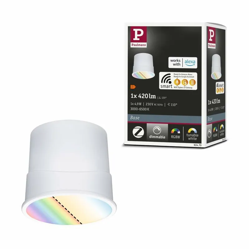 Paulmann LED Modul Einbauleuchte Smart Home Zigbee Base Coin rund 50mm Coin 4,9W 420lm 230V dimmbar RGBW+ Satin Super-Preis