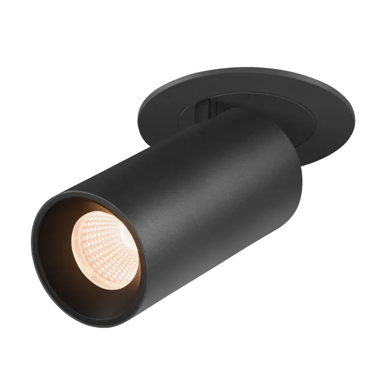 SLV NUMINOS® PROJECTOR S, Deckeneinbauleuchte, 2700 K, 55°, zylindrisch, schwarz / schwarz Highlight