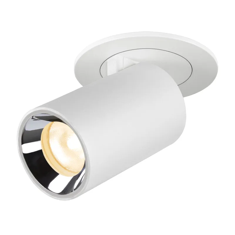 SLV NUMINOS® PROJECTOR XS, Deckeneinbauleuchte, 3000 K, 55°, zylindrisch, weiß / chrom Letzte Chance