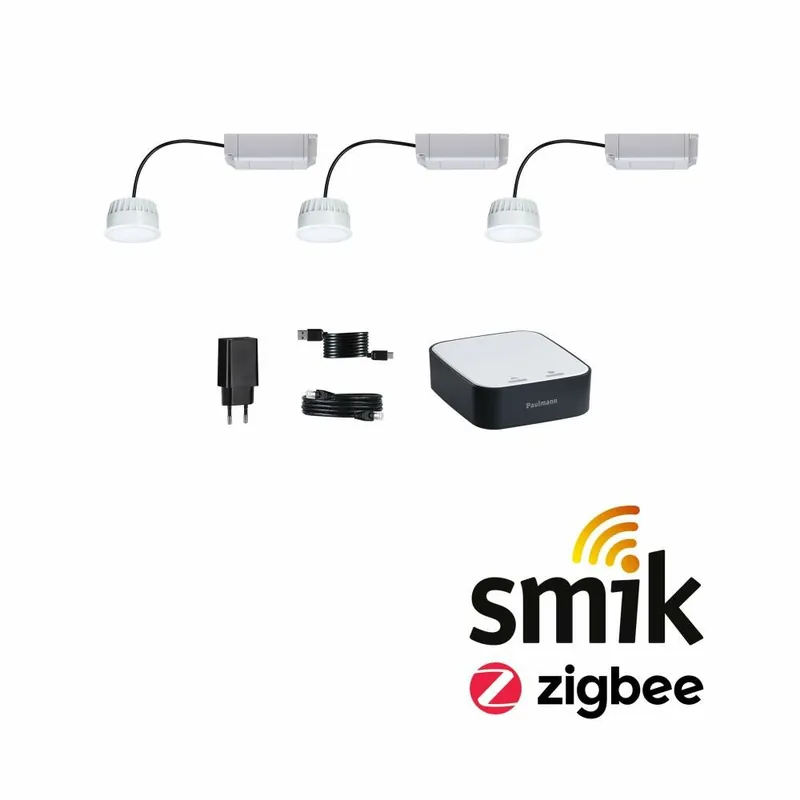 Paulmann Bundle Smart Home smik Gateway + 3x LED Modul Einbauleuchte RGBW Nur Für Kurze Zeit