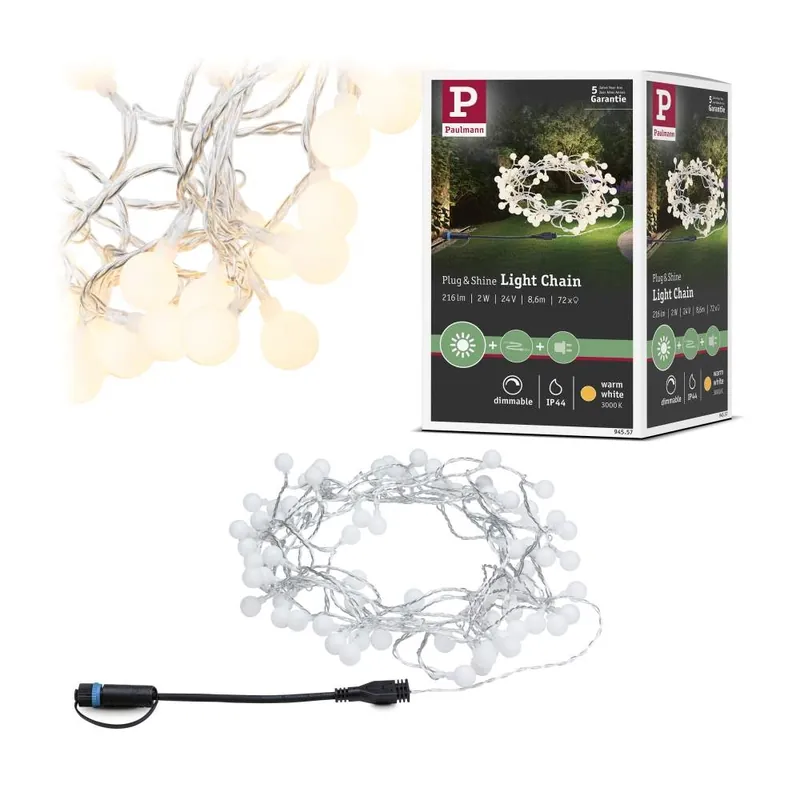 Paulmann Plug & Shine LED Lichterkette 7,5m 72 kleine Lichter IP44 Warmweiß 3000K Schwarz Schnäppchen