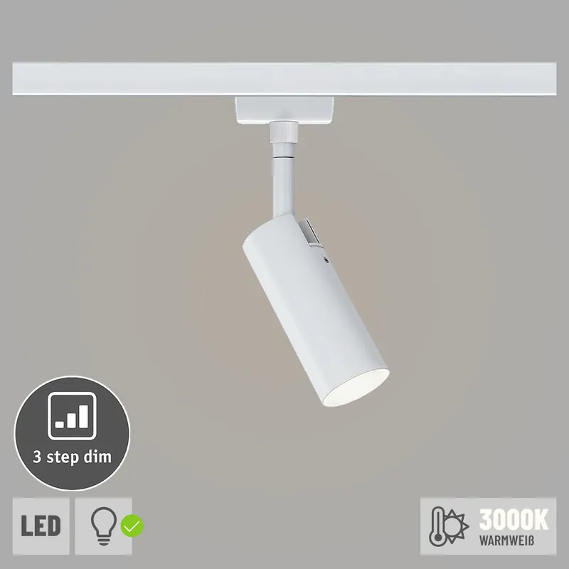 Top-Preis Paulmann URail LED Schienenspot Tubo mit 3-Step-Dim 4W 150lm 3000K dimmbar 230V weiß (LED fest verbaut)