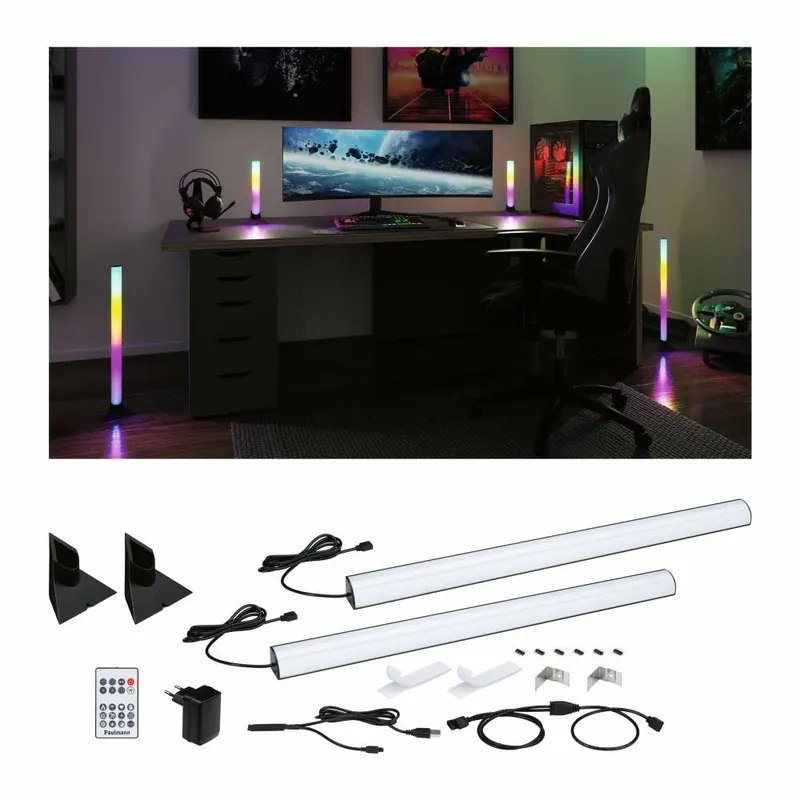 Neu Im Sortiment Paulmann EntertainLED Bundle Lightbar Dynamic RGB + Standfuß (2er-Set) 60 cm