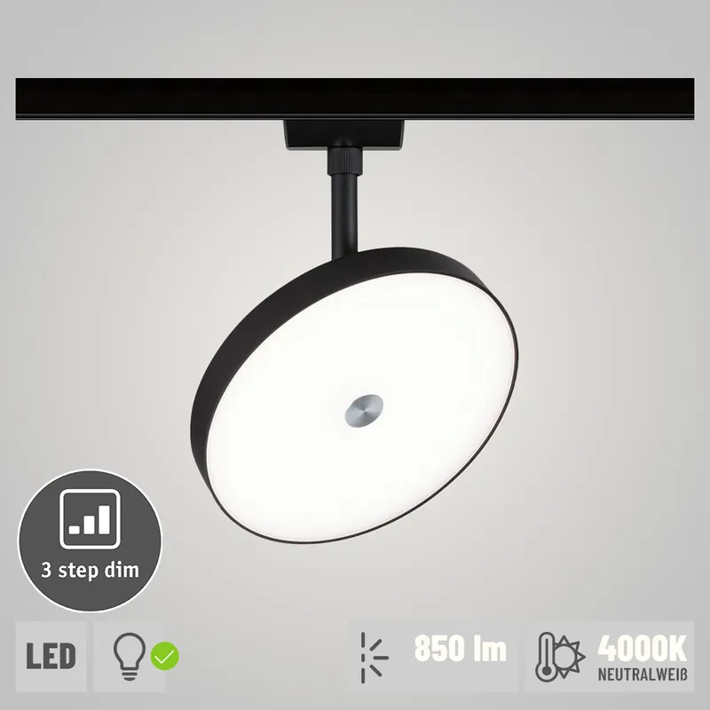 Günstig Paulmann URail LED Schienenspot Hildor 3-Step-Dim 15W 850lm 4000K dimmbar schwarz matt (LED fest verbaut)
