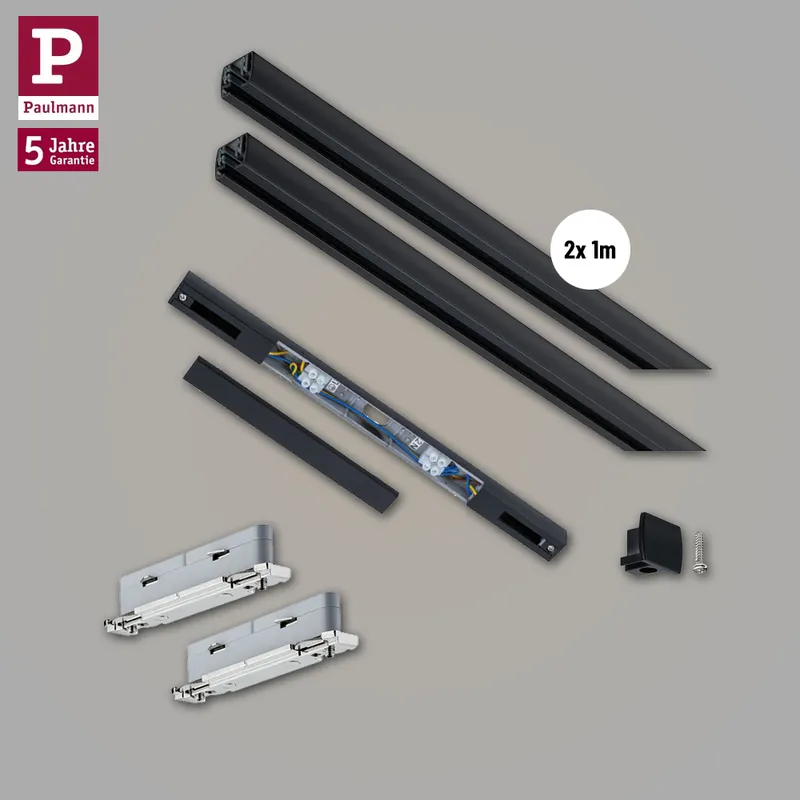 Paulmann URail Schienensystem Basis-Set Schwarz matt + 2x 1m Stromschiene Neue Kollektion