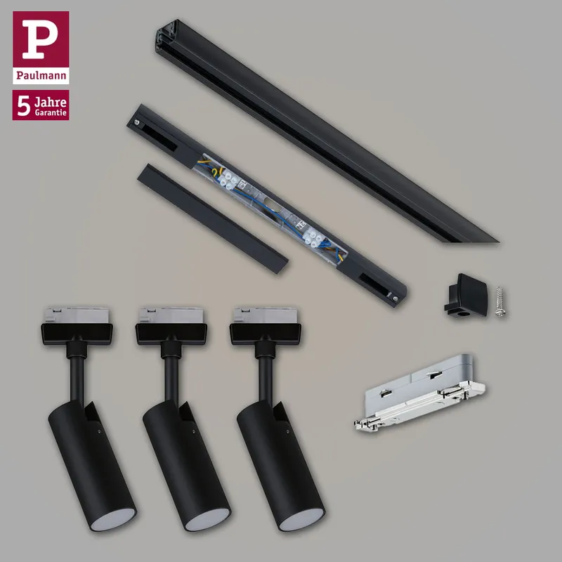 Aktuell Paulmann URail LED Schienensystem Basis-Set Tubo Schwarz matt + 3 LED-Spots