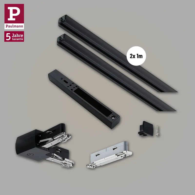Gratis Versand Paulmann URail Basis-Set L-Form Schwarz matt mit 2x 1m Schiene