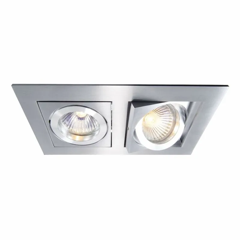 Deko-Light Deckeneinbauring, Kardan II Eckig, 2x max. 50 W MR16, Silber, Spannungskonstant, 12 V/AC/DC Meistverkauft