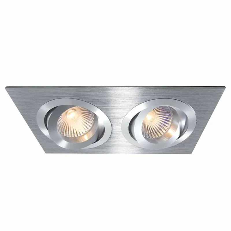 Kostenloser Rückversand Deko-Light Deckeneinbauring, Modula II Eckig, Tilt, 2x max 50 W MR16, Silber, Spannungskonstant, 12 V/AC/DC
