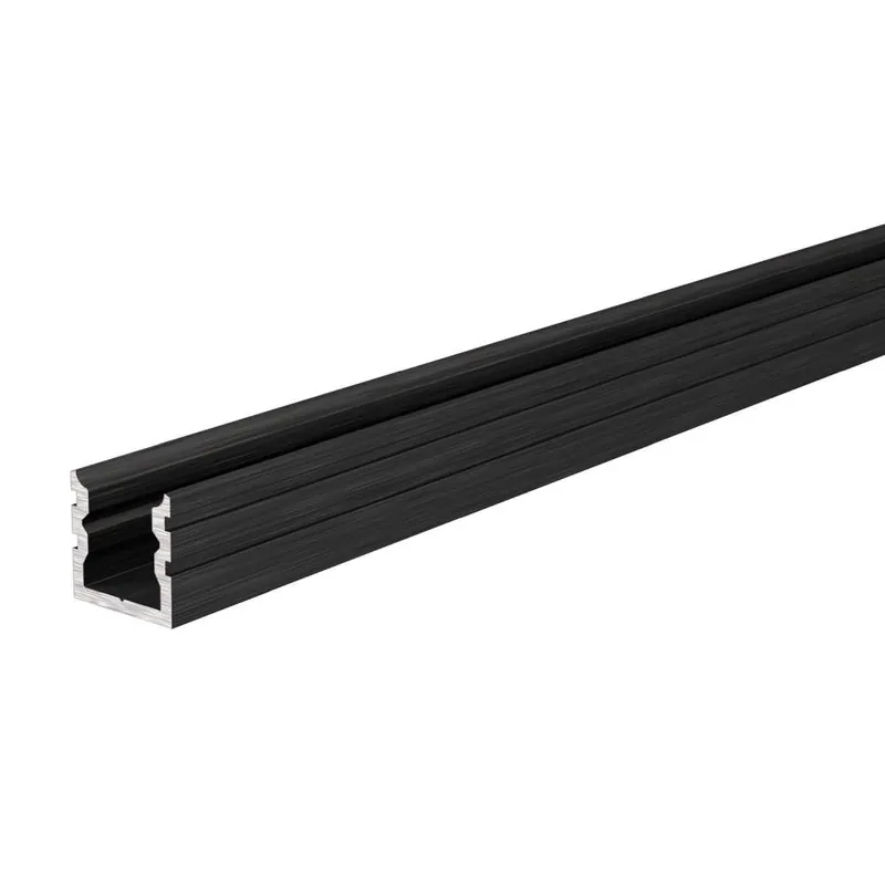 Deko-Light Profil, U-Profil hoch AU-02-05, 5 - 5,7 mm LED Stripes, Aluminium, Schwarz, Gebürstet, Tiefe: 2000 m Echt
